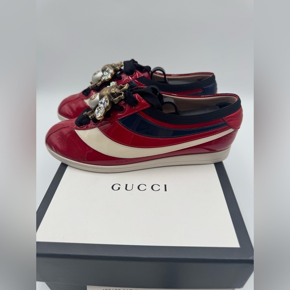Gucci Falacer Patent Leather Sneakers in Red Size 35 - Picture 5 of 13